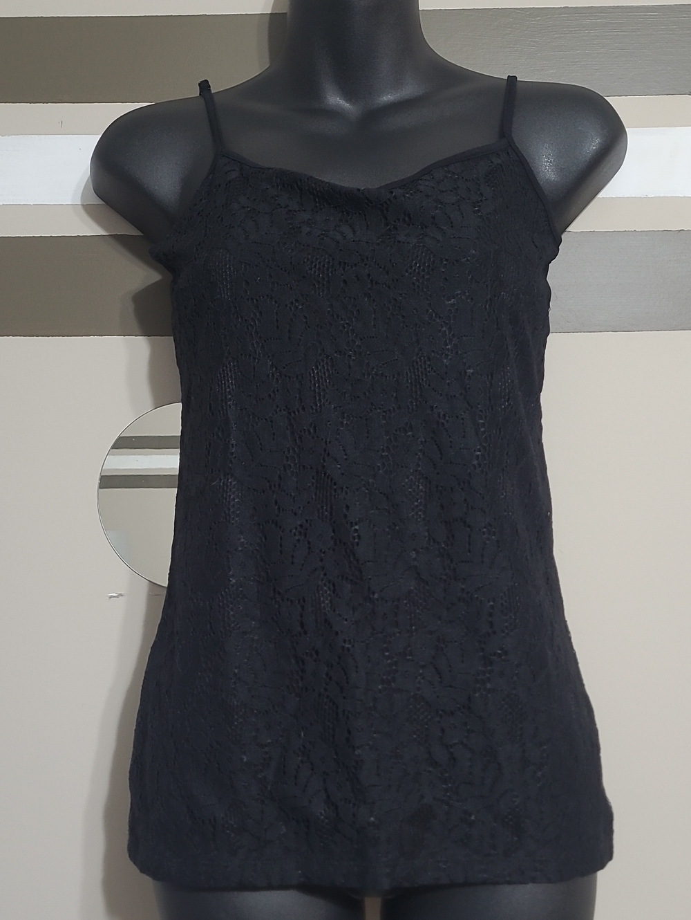 Ann Taylor Black Lace Spaghetti Strap Cami Tank Top Sz